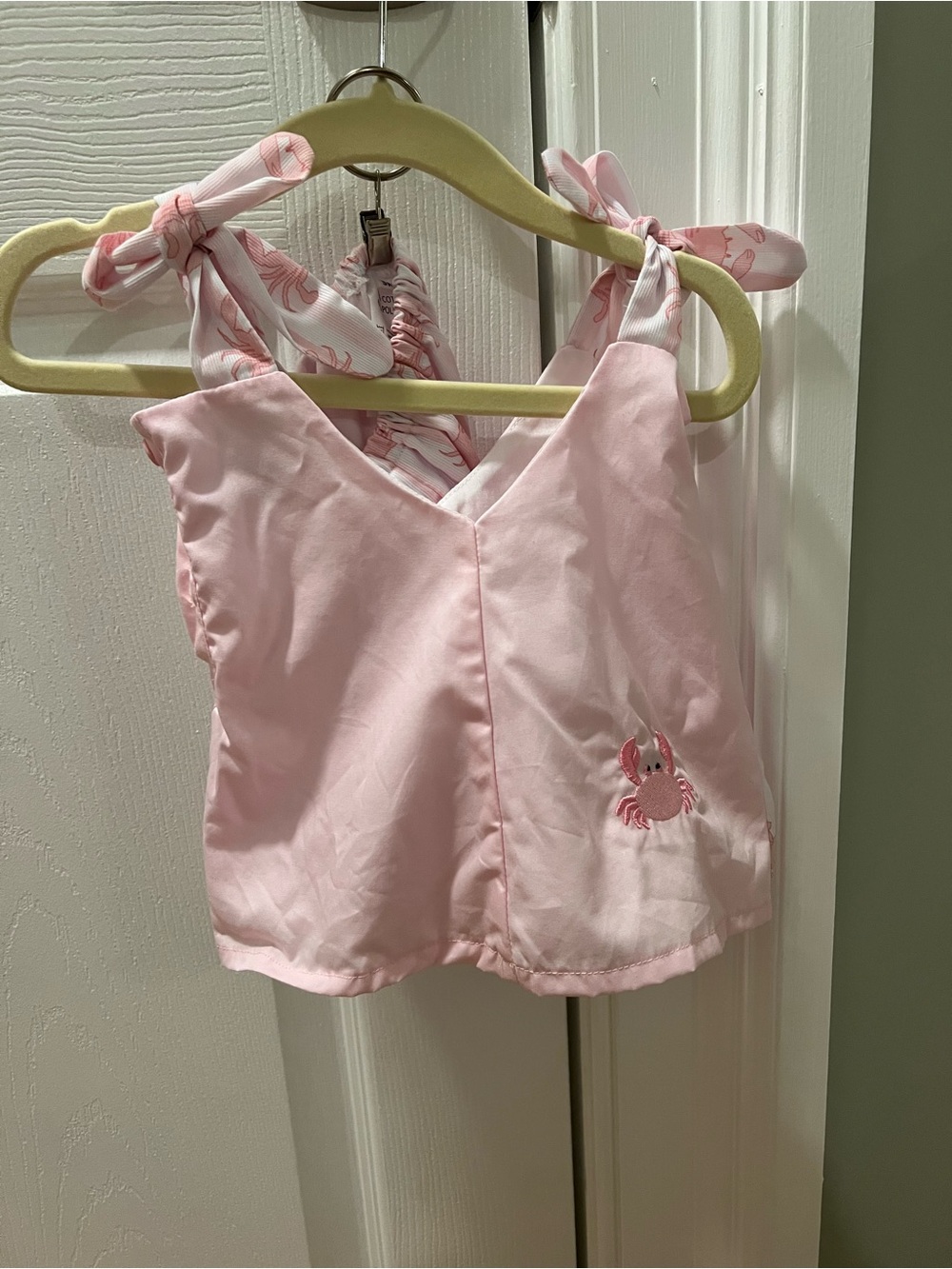 Girls Pink Tie-Shoulder Camisole Top with Crab Detail